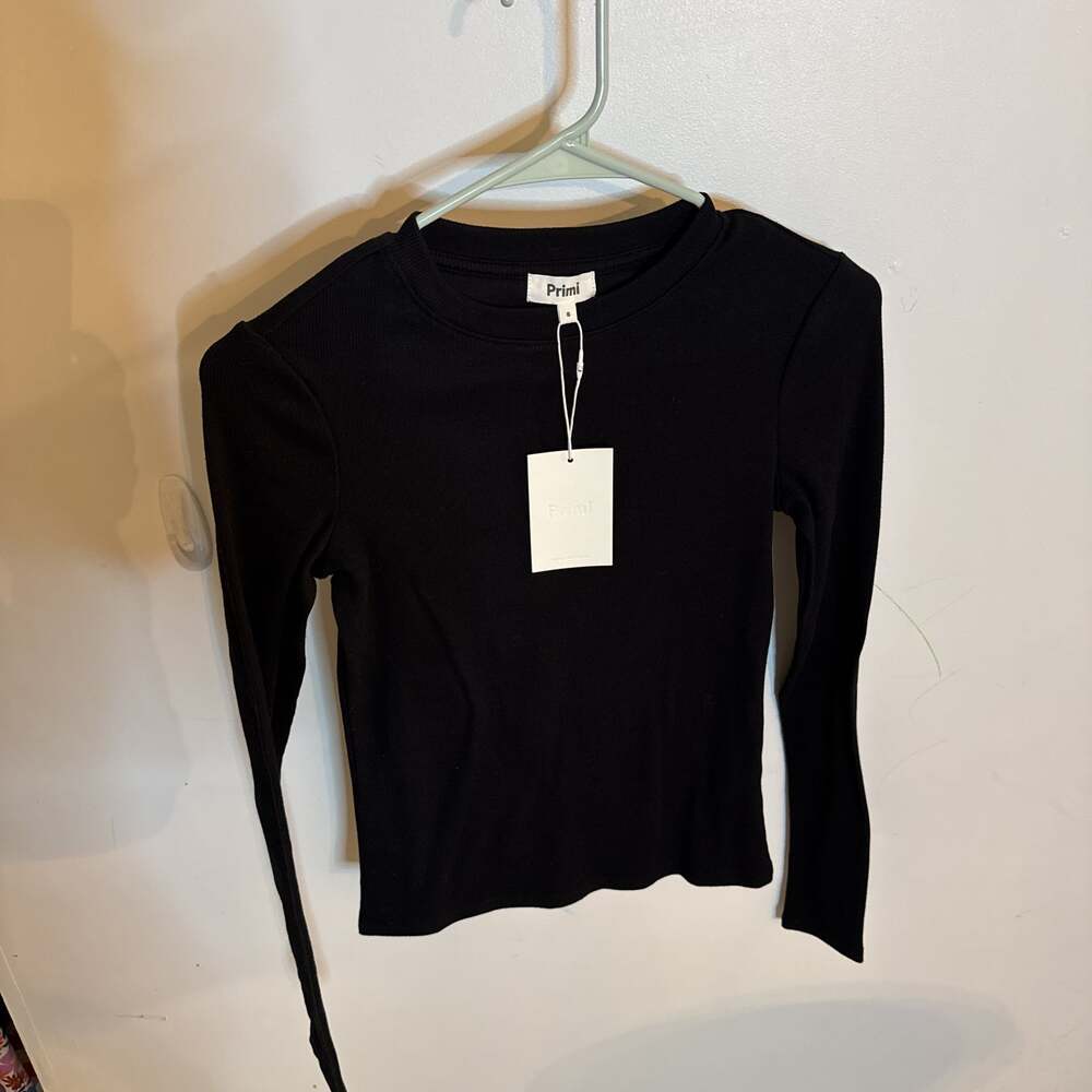 Tags on, Primi HomeStretch Rib Crew Longsleeve in Black